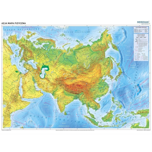 Azja - ścienna mapa fizyczna 120x160 cm
