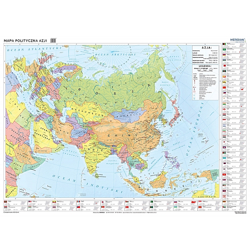 Azja - ścienna mapa polityczna 160 x 120 cm