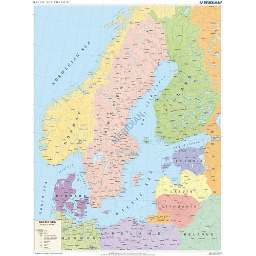 Baltic Sea political - mapa ścienna w języku angielskim 160 x 120 cm