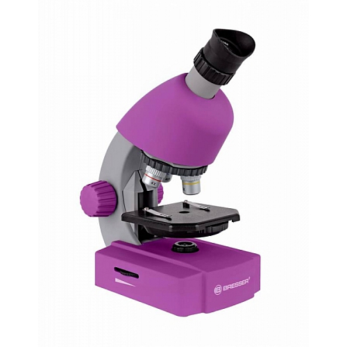 Bresser - Mikroskop 40x-640x Junior fioletowy, fotoadapter do smartfonów