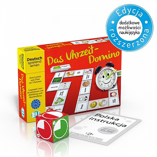 Das Uhrzeit-Domino - gra językowa z polską instrukcją i suplementem