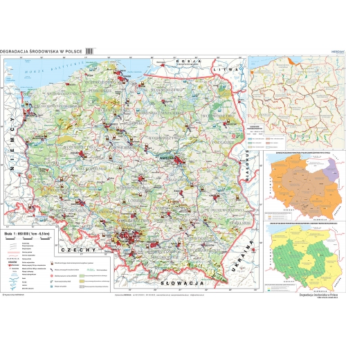 Degradacja środowiska w Polsce - mapa ścienna 200x150 cm