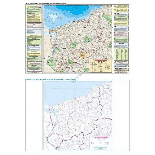 DUO Zachodniopomorskie - ścienna mapa ekologiczna/ konturowa