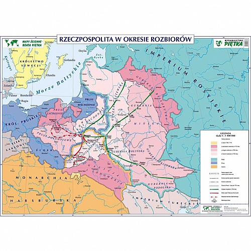 DWUSTRONNA MAPA ŚCIENNA HISTORYCZNA – RZECZPOSPOLITA W OKRESIE ROZBIORÓW / RZECZPOSPOLITA 1648 – 1764