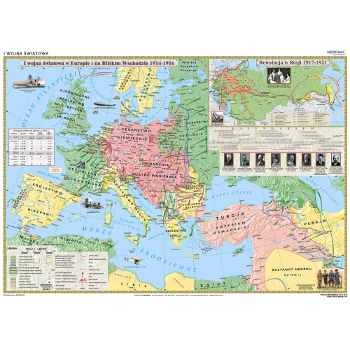 I Wojna Światowa 1914-16 - mapa ścienna 160x120 cm