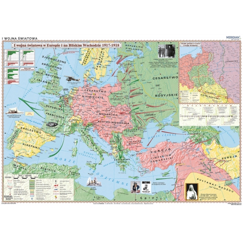 I Wojna Światowa 1917-18 - mapa ścienna 160x120 cm