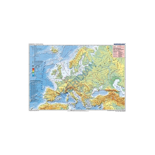 Mapa fizyczna Europy (z elementami ekologii) 200x150 cm