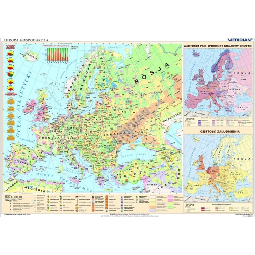 Mapa gospodarcza Europy 160x120 cm