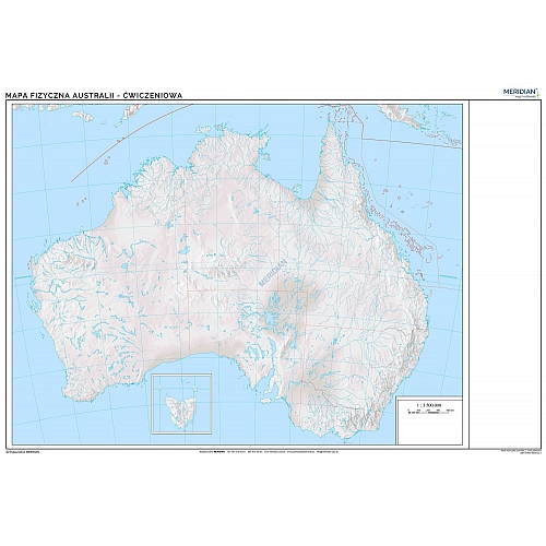 Mapa konturowa Australii - ścienna mapa ćwiczeniowa 160 x 120 cm