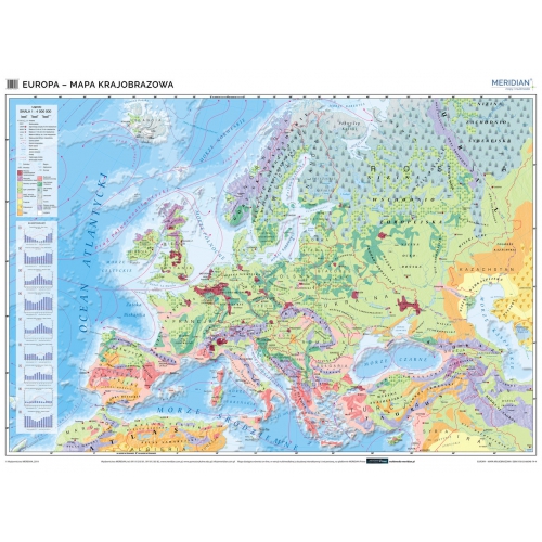 Mapa krajobrazowa Europy - mapa ścienna 160x120 cm