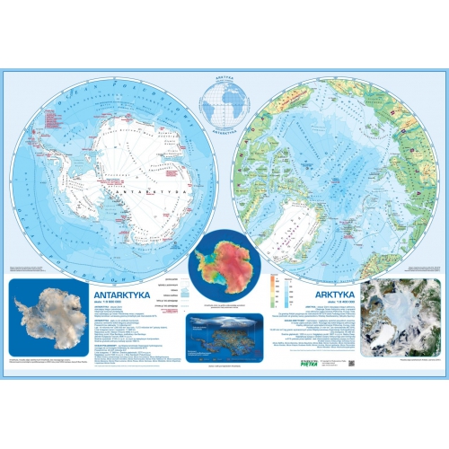 MAPA ŚCIENNA ARKTYKI ORAZ ANTARKTYKI Z ANTARKTYDĄ