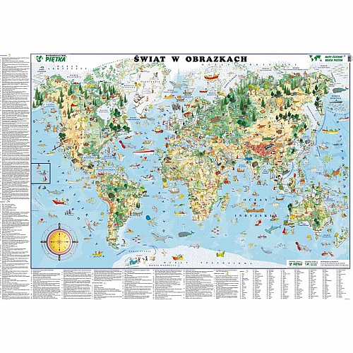 MAPA ŚCIENNA ŚWIATA DLA DZIECI W OBRAZKACH