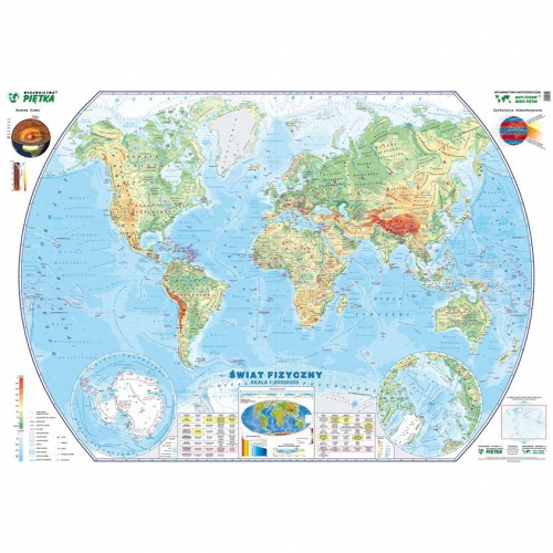 MAPA ŚCIENNA ŚWIATA – FIZYCZNA 1:20 000 000 190x130 cm