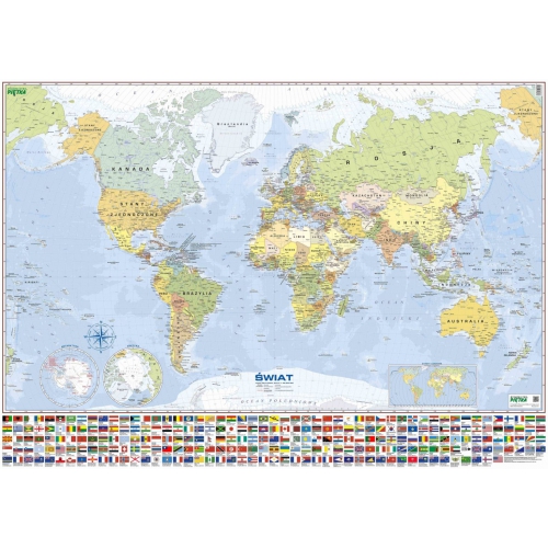 MAPA ŚCIENNA ŚWIATA – POLITYCZNA 1:20 000 000 190 x 140 cm