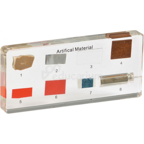 Materiały sztuczne - 8 okazów w akrylu