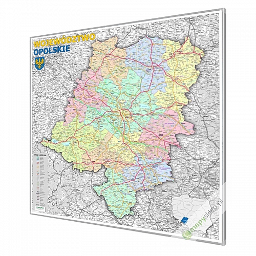Opolskie administracyjno-drogowa 100x102cm. Mapa do wpinania