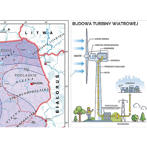 OZE - strefy energetyczne wiatru i energia wiatrowa w Polsce 200 x 150 cm