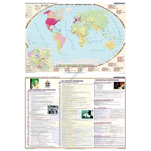 DUO Pielgrzymki Papieża Jana Pawła II / Życie i dzieło Jana Pawła II - dwustronna mapa ścienna