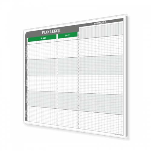 Plan lekcji T3 dla 20 klas, 20 sal i 40 nauczycieli 150x92cm, magnetyczny suchościeralny