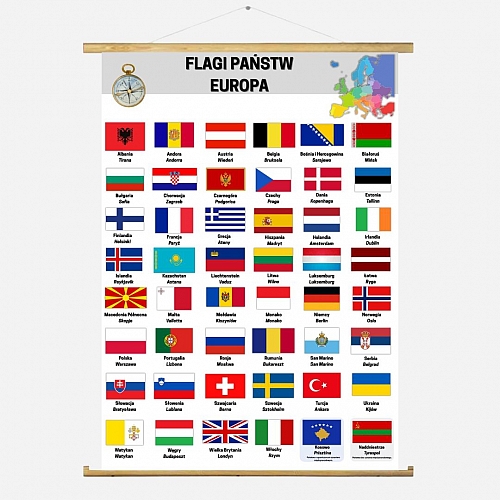 PLANSZA KRAJE EUROPY STOLICE 140×100 cm