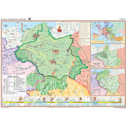 Polska pierwszych Piastów - mapa ścienna 160x120 cm