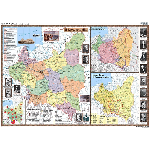 Polska w latach 1919-1939 - mapa ścienna 200x150 cm