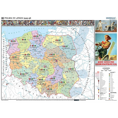 Polska w latach 1945-56 - mapa 200 x 150 cm