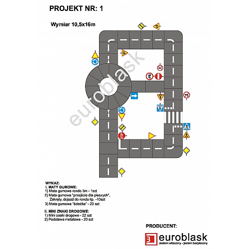 Projekt nr 1 – Mobilne miasteczko ruchu drogowego 10,5x16m
