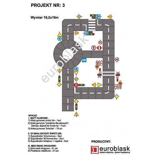 Projekt nr 3 – Mobilne miasteczko ruchu drogowego 10,5x16m