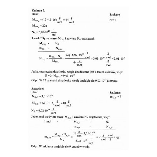 Rozwiązania zadań na masę molową cz. 4