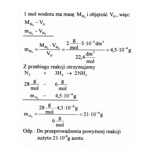 Rozwiązania zadań na objętość molową substancji cz. 8