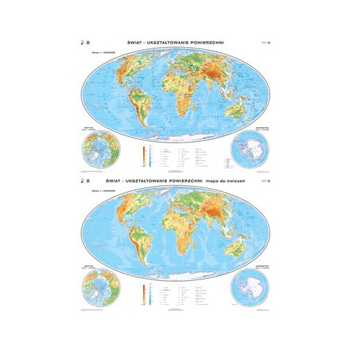 Świat. Ukształtowanie powierzchni / mapa do ćwiczeń