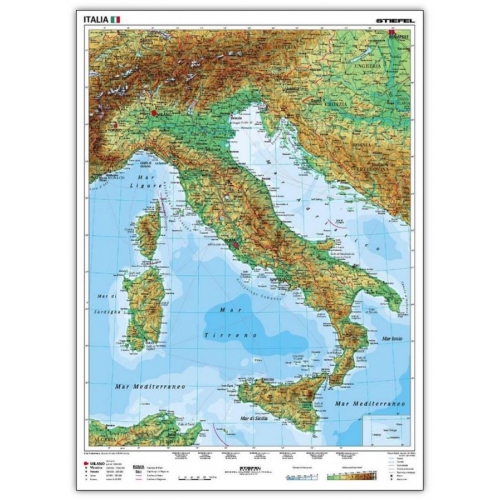 Włochy - mapa fizyczna