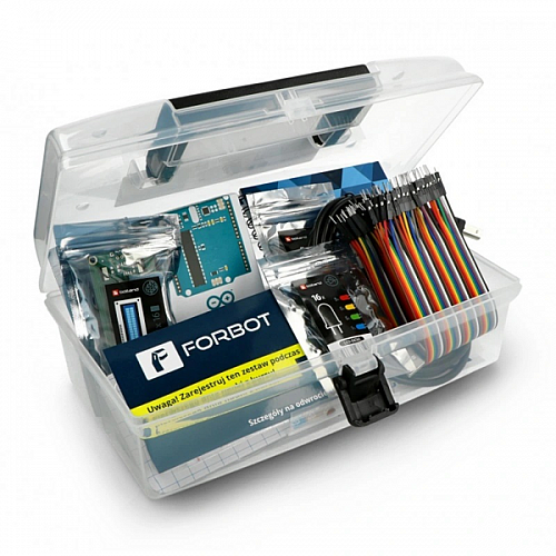 Zestaw FORBOT do kursu Arduino (m.in. z mikrokontrolerem, płytką stykową) + materiały edukacyjne - 15szt.