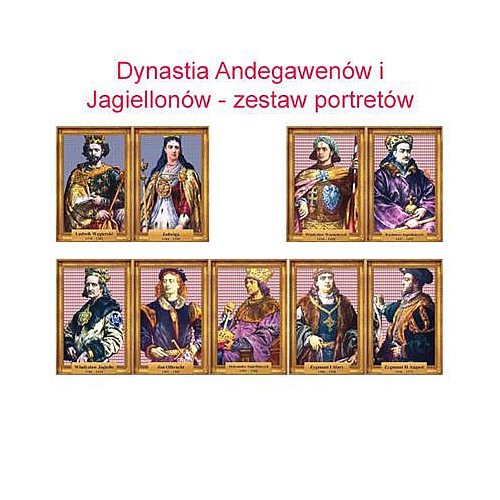 Zestaw portretów Andegawenów Jagiellonów w folii