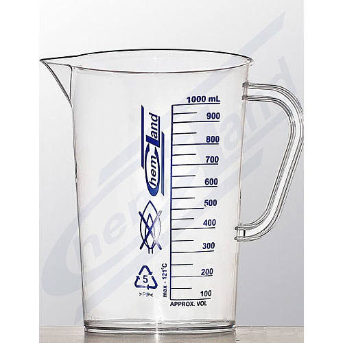 zlewka z uchem PP skala niebieska 0100ml - 10 szt.