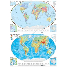 DUO Świat polityczny / fizyczny z elementami ekologii - dwustronna mapa ścienna (2021)