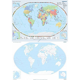 DUO Świat polityczny / konturowy ćwiczeniowy (2018) - dwustronna mapa ścienna