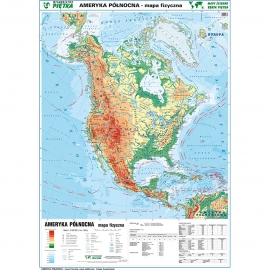 DWUSTRONNA MAPA ŚCIENNA AMERYKI PÓŁNOCNEJ – FIZYCZNA / POLITYCZNA 1:9 000 000