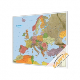 Europa polityczno-drogowa 120x100cm. Mapa w ramie aluminiowej.