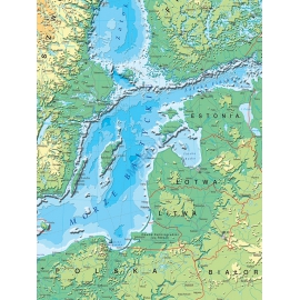 Kraje basenu Morza Bałtyckiego - mapa fizyczna 160 x 120 cm
