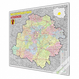 Łódzkie administracyjno-drogowa 102x100 cm. Mapa do wpinania