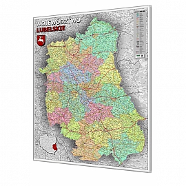 Lubelskie administracyjno-drogowa 100x120cm. Mapa magnetyczna