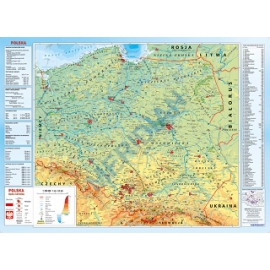 Mapa fizyczna Polski z elementami ekologii 160x120 cm