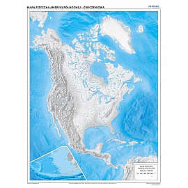 Mapa konturowa Ameryki Północnej i Środkowej - ścienna mapa ćwiczeniowa