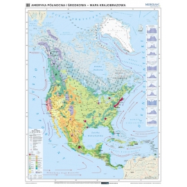Mapa krajobrazowa Ameryki Północnej i Środkowej - mapa ścienna 160x120 cm