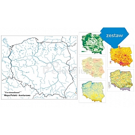 Mapa Polski magnetyczna - konturowa 96 x 80 cm + 5 nakładek tematycznych