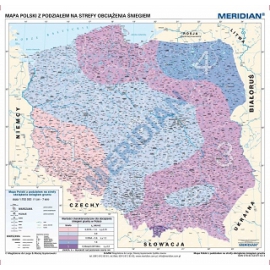 Mapa Polski z podziałem na strefy obciążenia śniegiem 130x120 cm