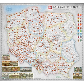 MAPA ŚCIENNA POLSKI – RATUSZE W POLSCE 1:500 000