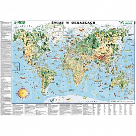 MAPA ŚCIENNA ŚWIATA DLA DZIECI W OBRAZKACH